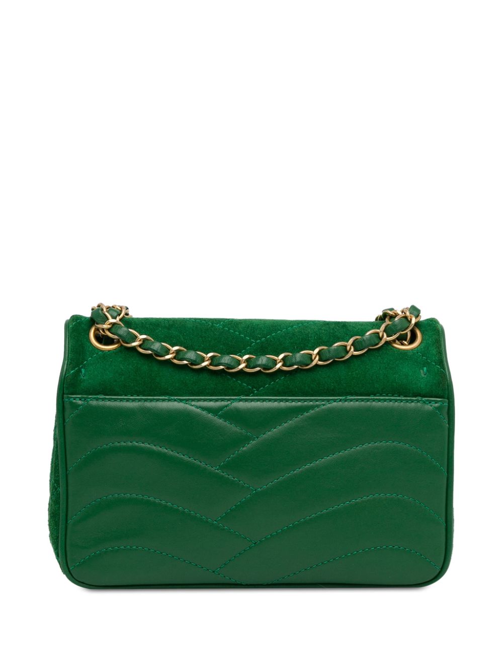 CHANEL Pre-Owned 2015-2016 Small Suede and Lambskin Pagoda Flap crossbody bag - Groen