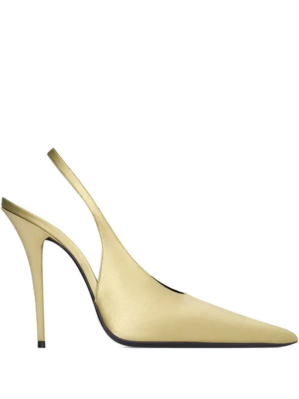Saint Laurent 110mm L'entracte Slingback Pointed-toe Pumps in Neutrals
