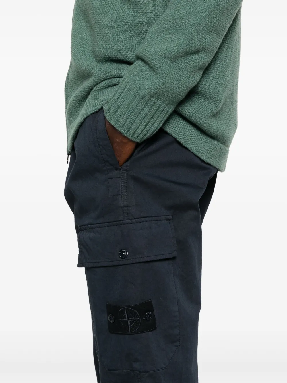 Stone Island Cargo broek met Compass-logopatch Blauw