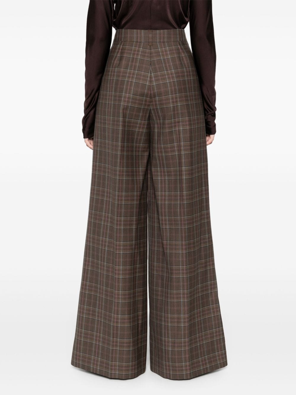 Shop Stella Mccartney Checked Palazzo Pants In Brown