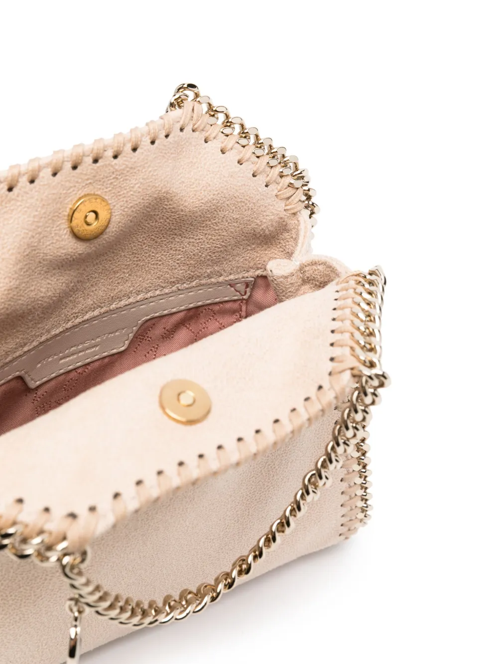 Stella McCartney Kleine Falabella shopper met ketting en stiksels Beige