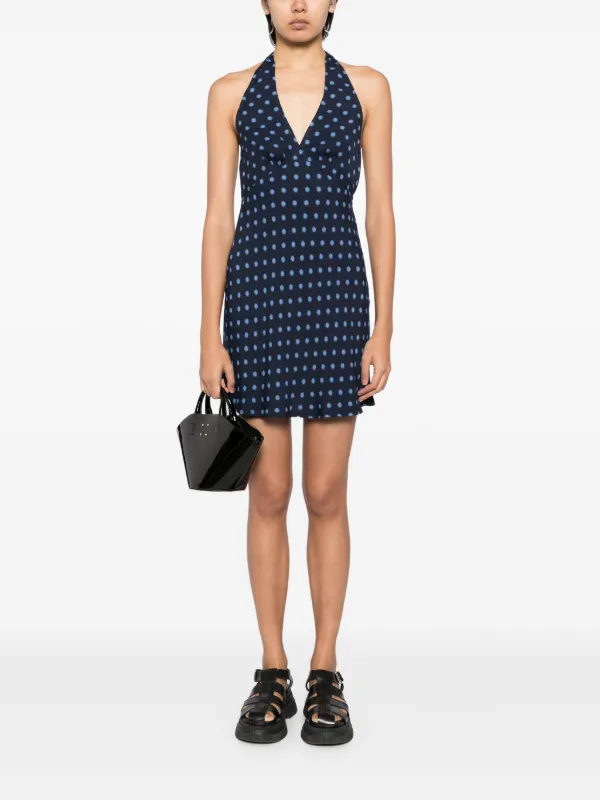 blue dress reformation Reformation Vivi Silk Aliso Blue Floral Bandeau Halter Dress – The Closet  New York