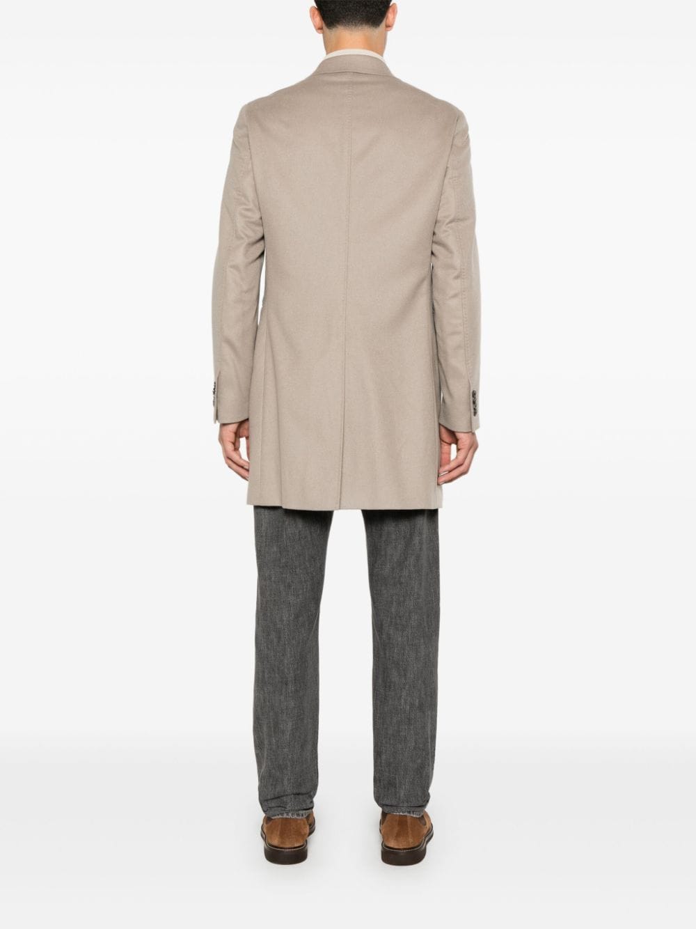 Shop Boggi Milano Cashmere Double-breasted Coat In Neutrals