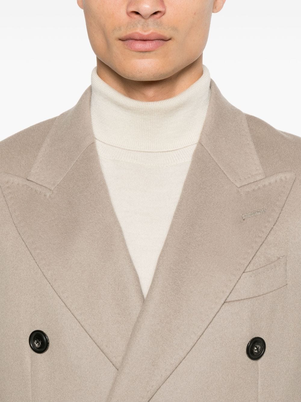 Shop Boggi Milano Cashmere Double-breasted Coat In Neutrals