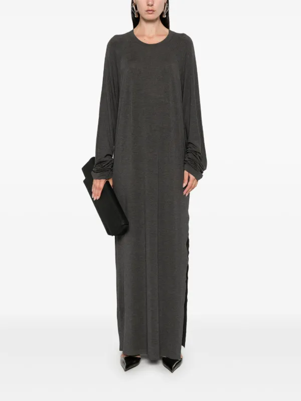 norma kamali grey dress Norma Kamali One Shoulder Long Dress w/ Side Slit