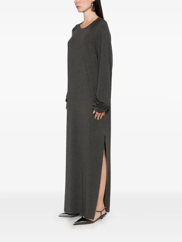 grey slit dress Norma Kamali Drop Shoulder Long Dress w/ Side Slit