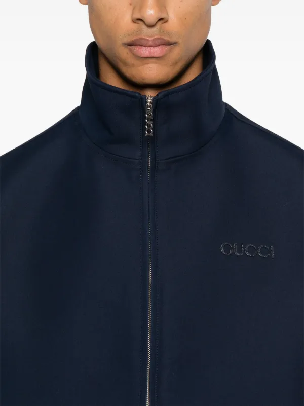 Gucci embroidered logo Jacket Blue FARFETCH AE