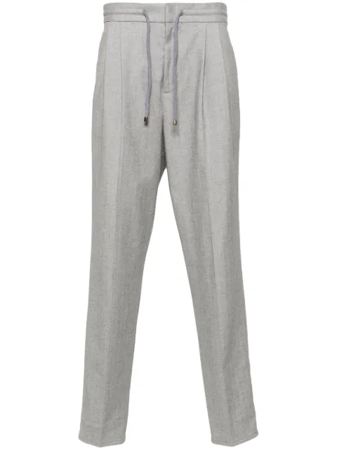 Brunello Cucinelli herringbone-pattern tapered trousers