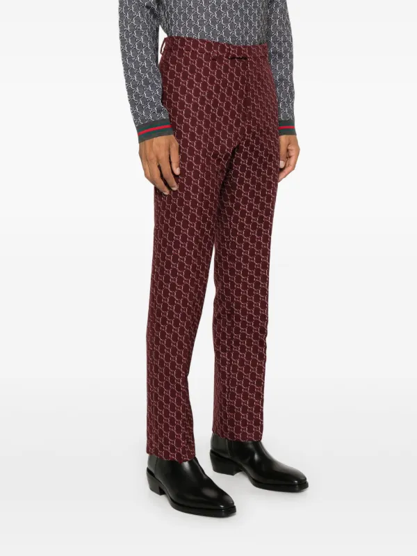 Gucci GG Shadow Wool Trousers | Red | FARFETCH