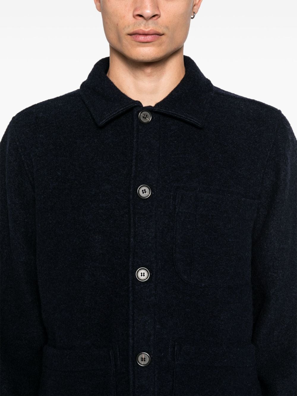 Shop Universal Works Wool Fleece Jacket In Blue