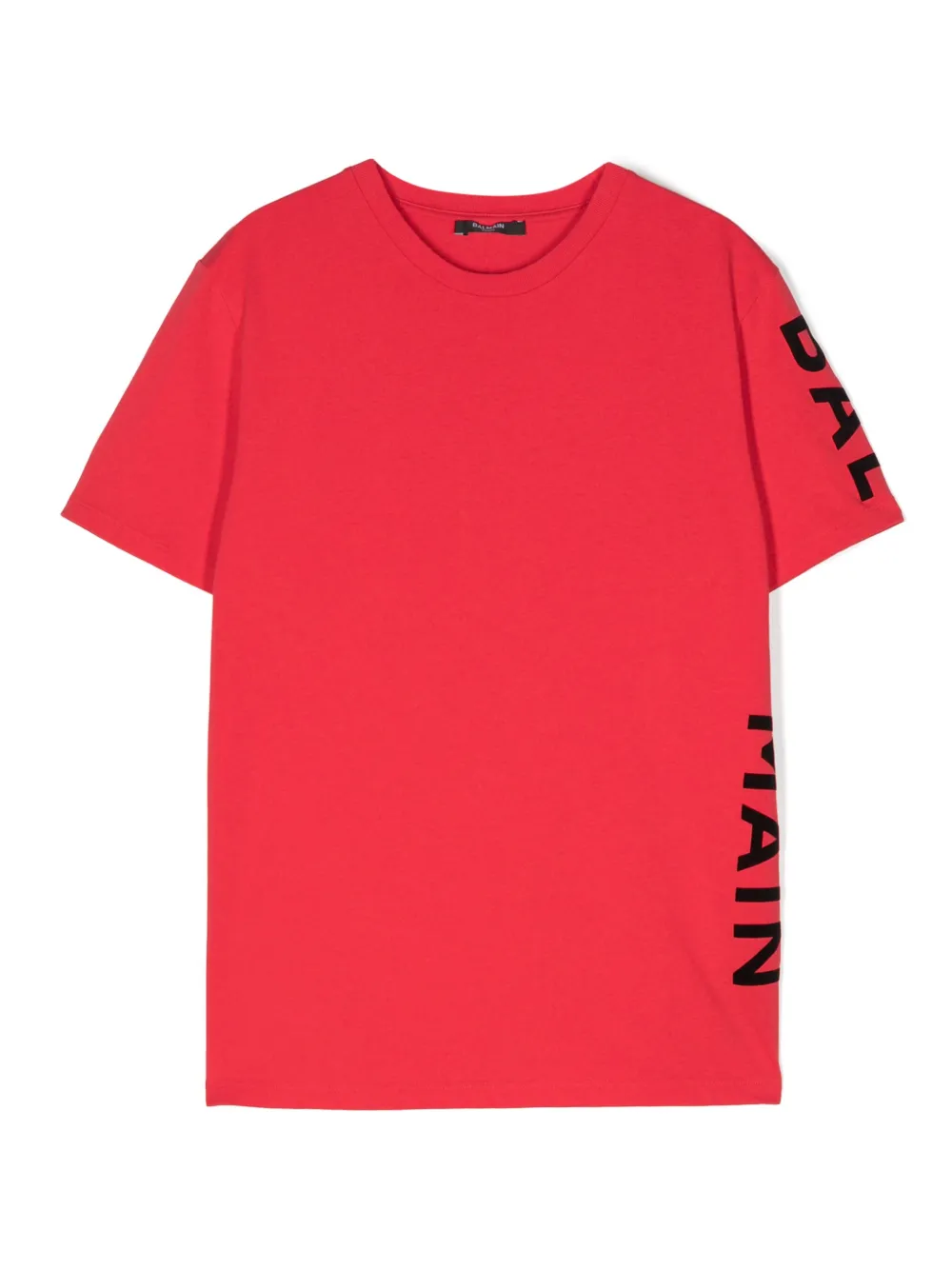 Balmain Kids' Flocked-logo T-shirt In Red