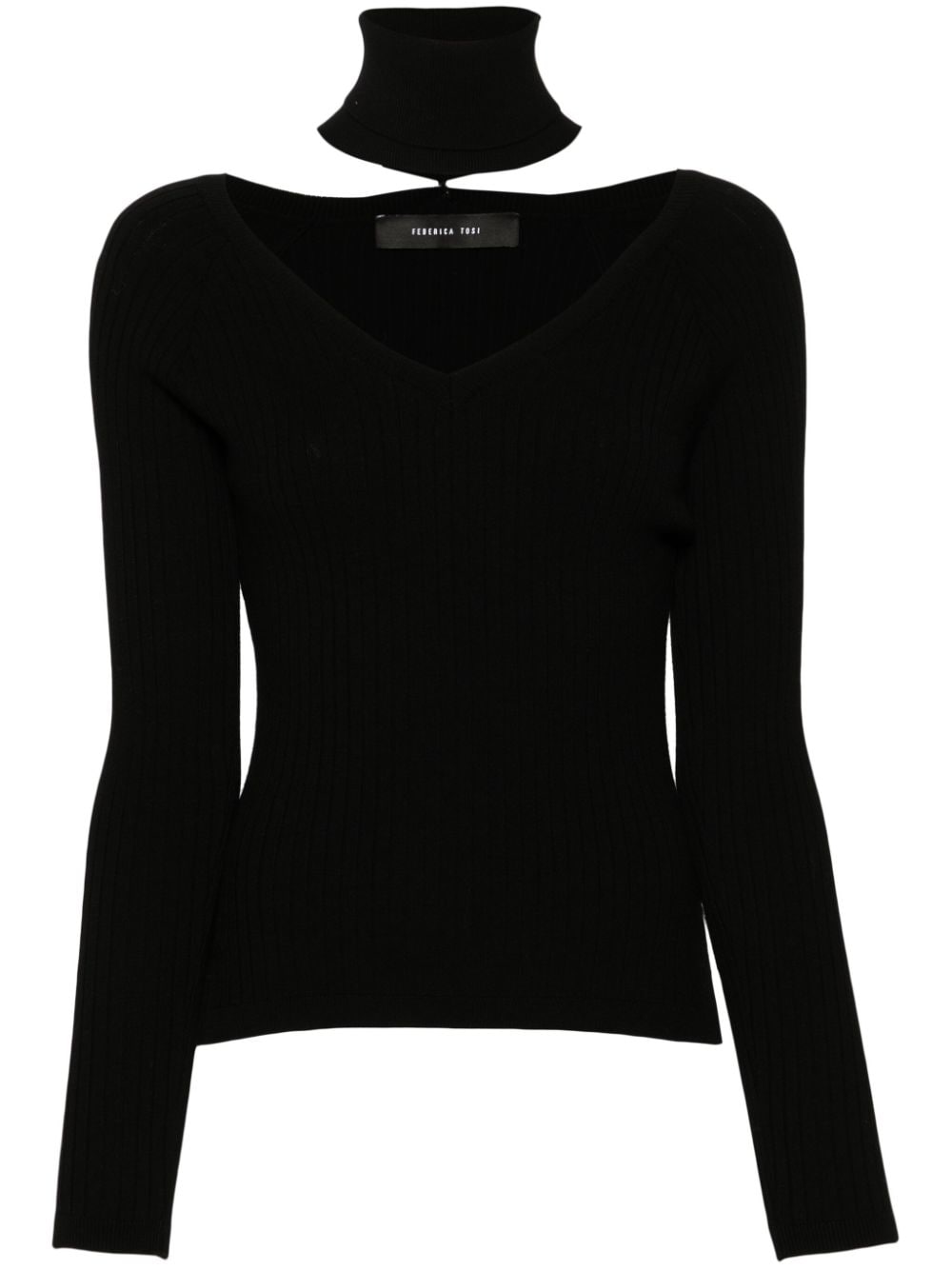 Federica Tosi detachable-turtleneck ribbed sweater - Nero