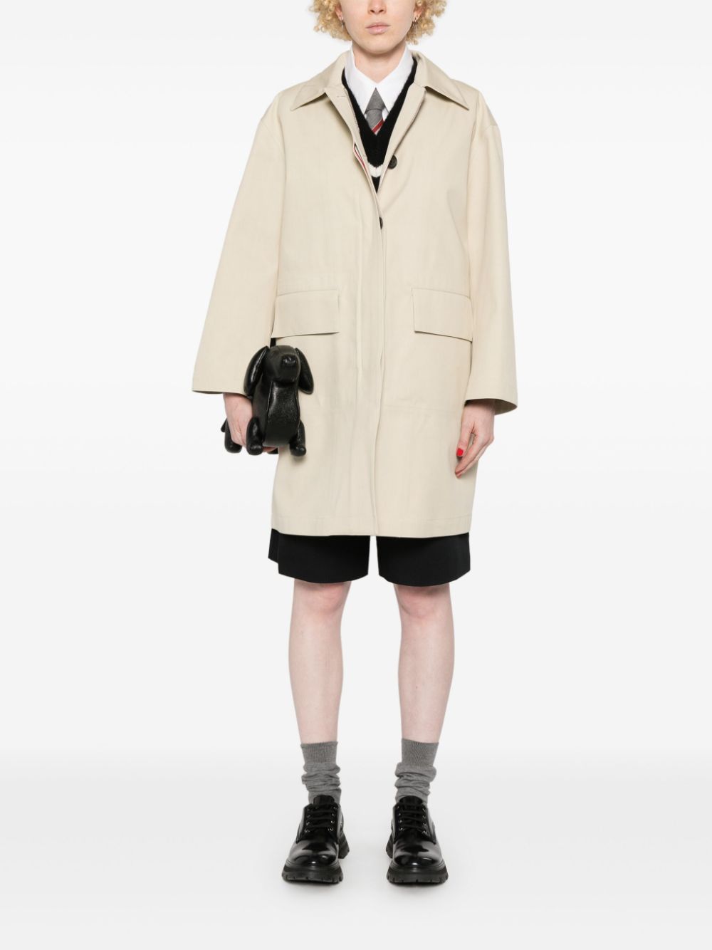 Thom Browne Trenchcoat met verborgen sluiting - Beige