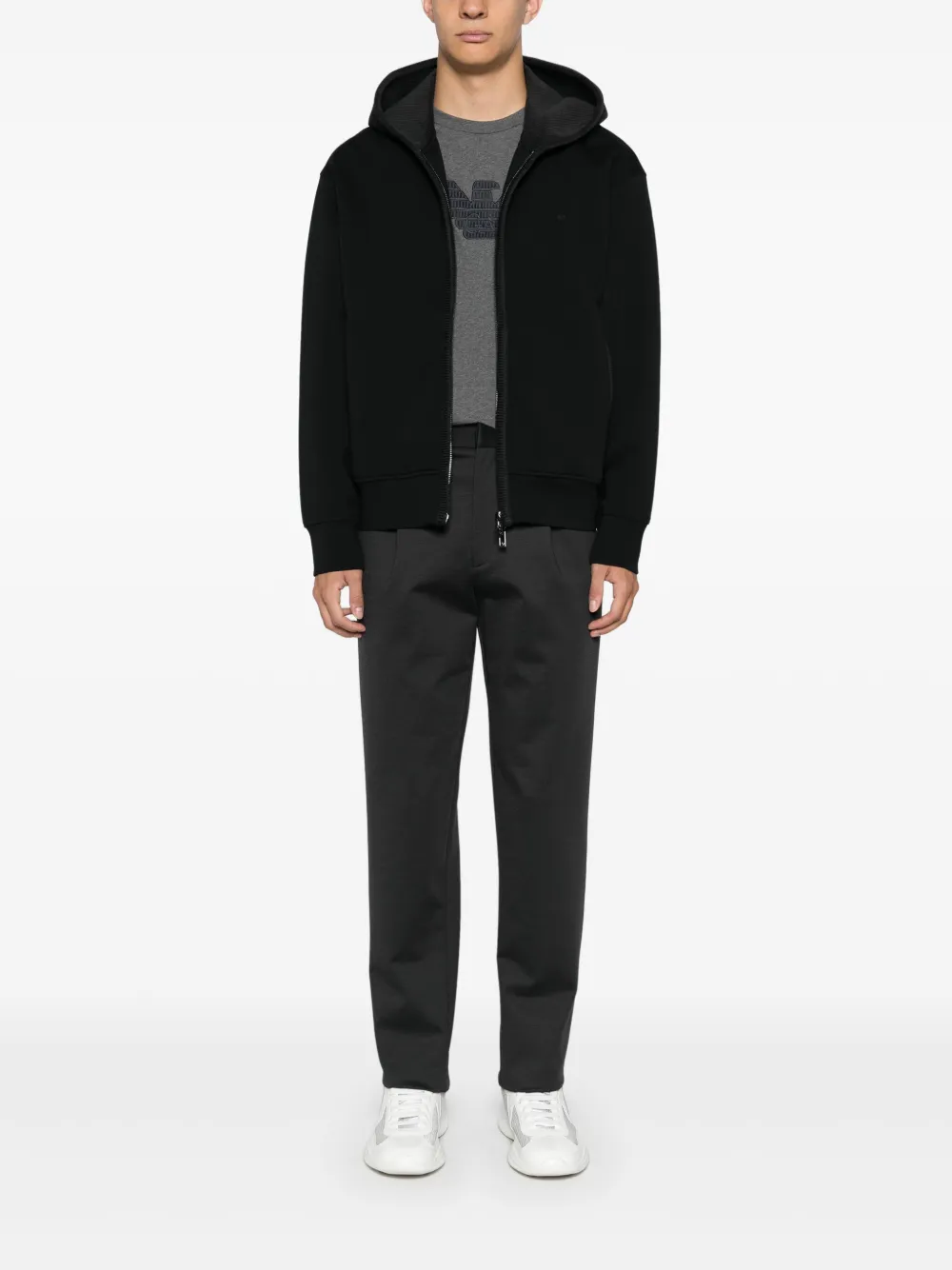 Emporio Armani Hoodie met geborduurd logo - Zwart