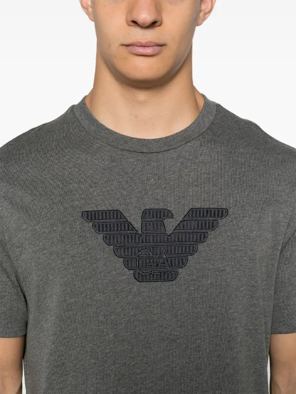 Emporio Armani t shirt a Patch Logo Gris FARFETCH FR
