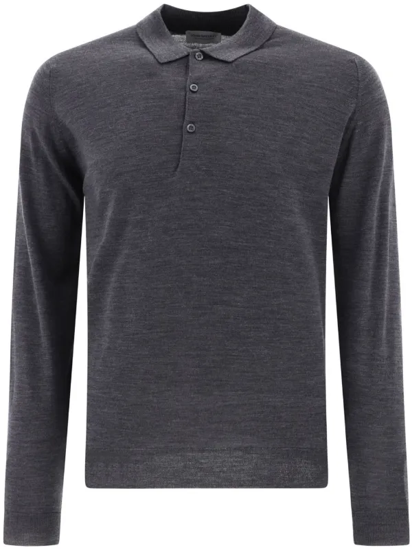 John Smedley Merino Wool Polo Shirt Grey FARFETCH PL