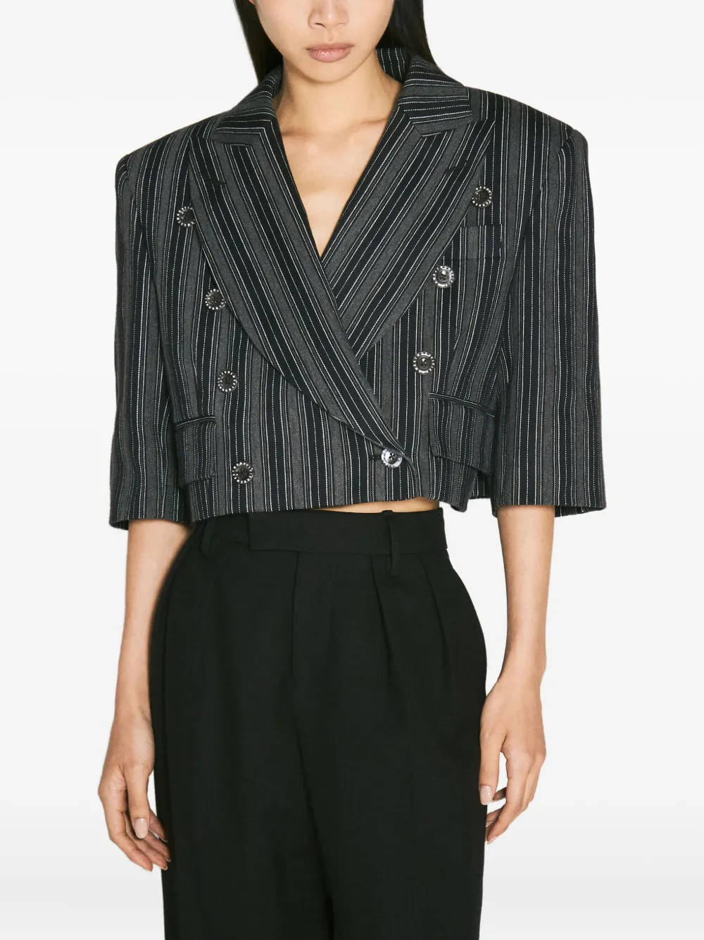 Vivienne Westwood pinstripe cropped blazer Zwart