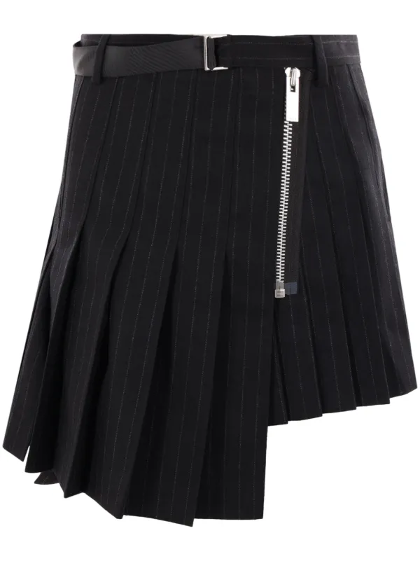Sacai ストライプスカート Sacai ストライプディテール スカート | ブラック | FARFETCH JP