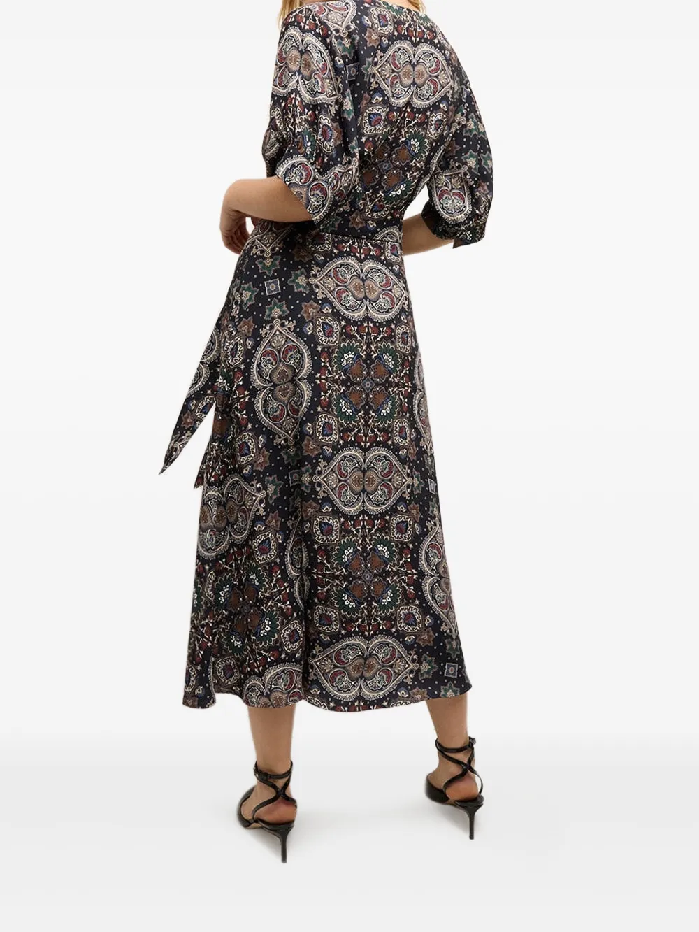 Veronica Beard paisley-print wrap-style midi dress - Blauw