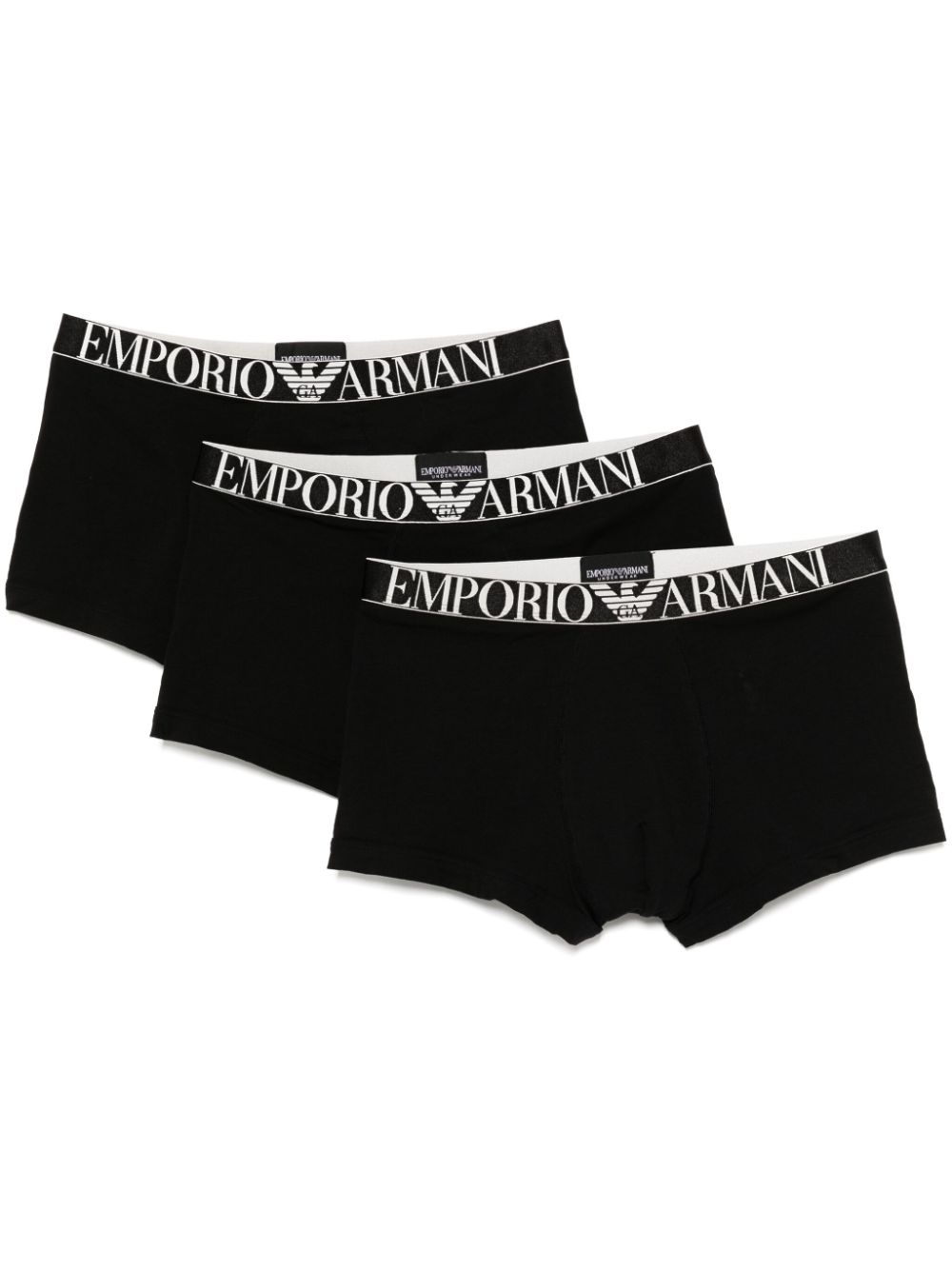 Emporio Armani Drie boxershorts met logo Zwart