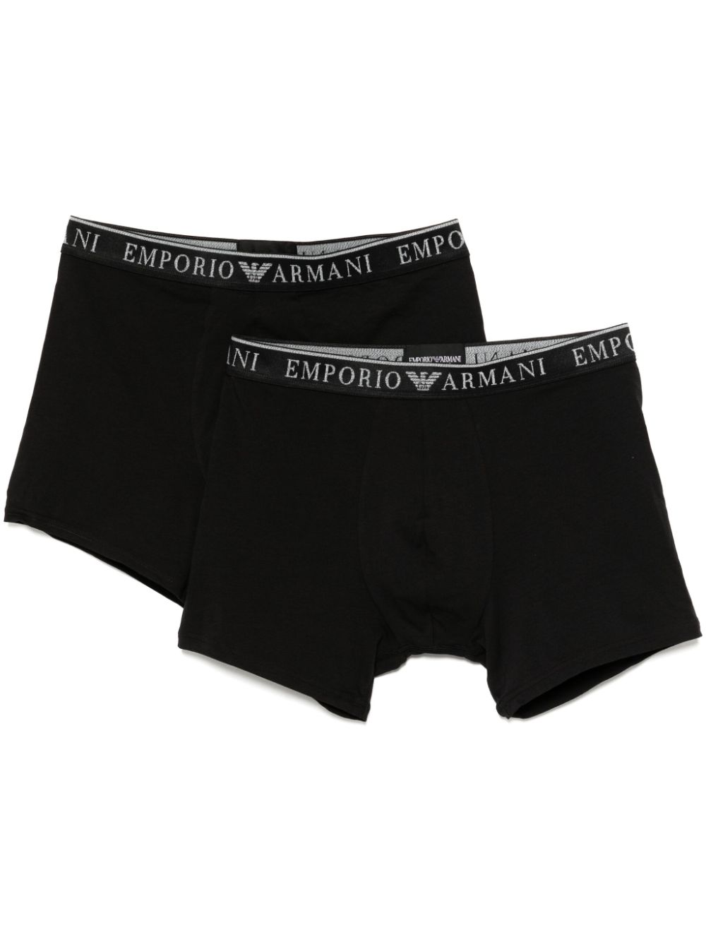 Emporio Armani Twee boxershorts met logo Zwart