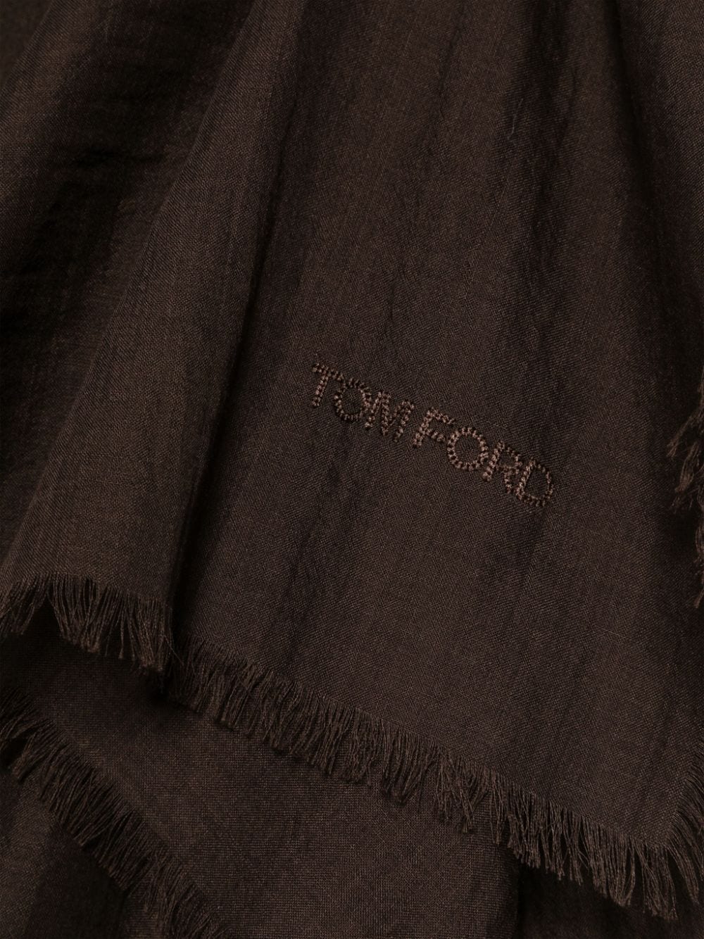 Shop Tom Ford Logo-embroidered Scarf In Brown