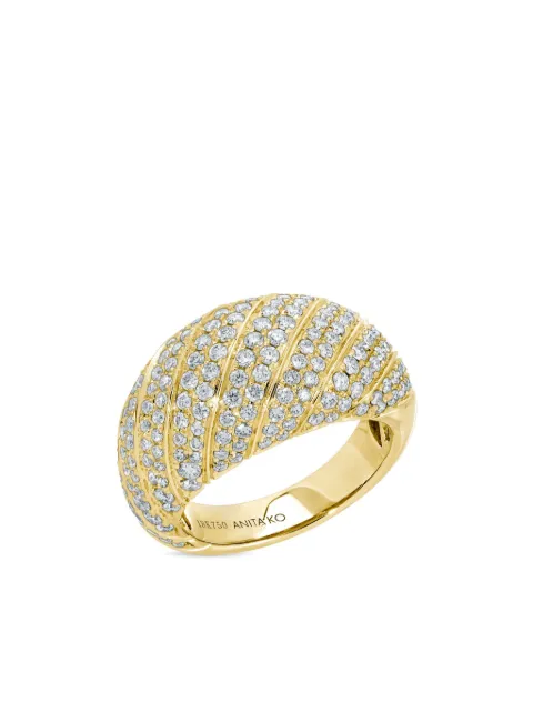 Anita Ko 18kt yellow gold domed diamond ring