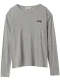Miu Miu logo-patch T-shirt - Grey