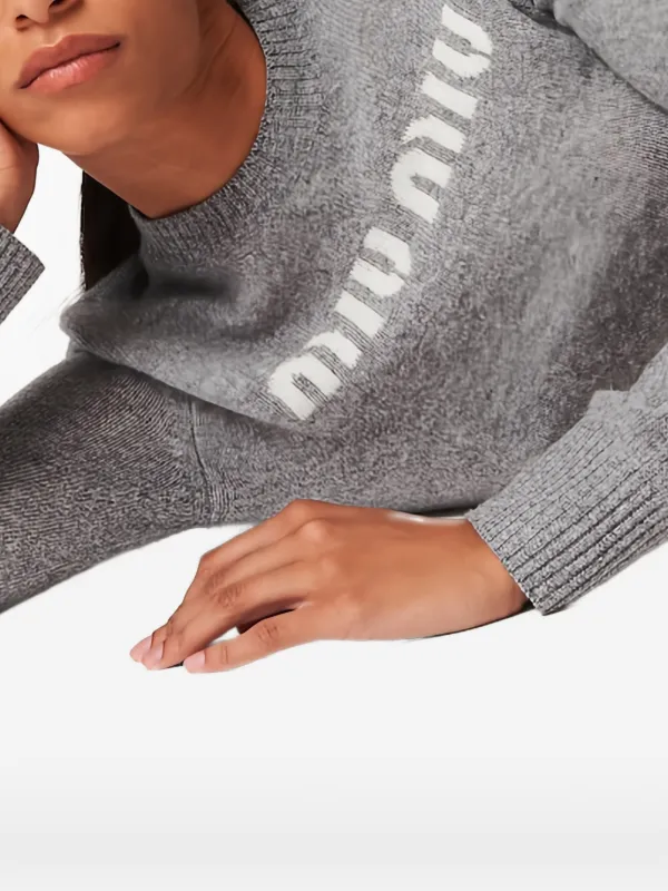 Miu Miu Wool And Cashmere Sweater | Grey | FARFETCH CA