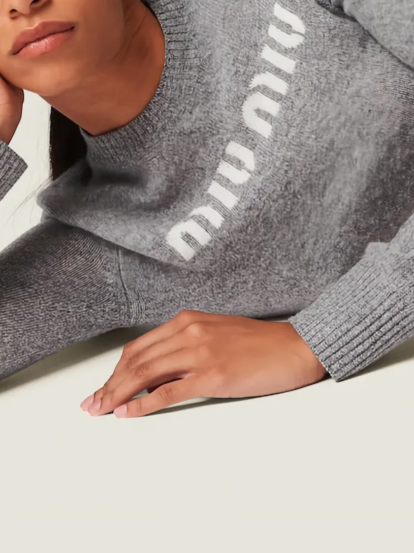 Miu Miu Wool And Cashmere Sweater | Grey | FARFETCH