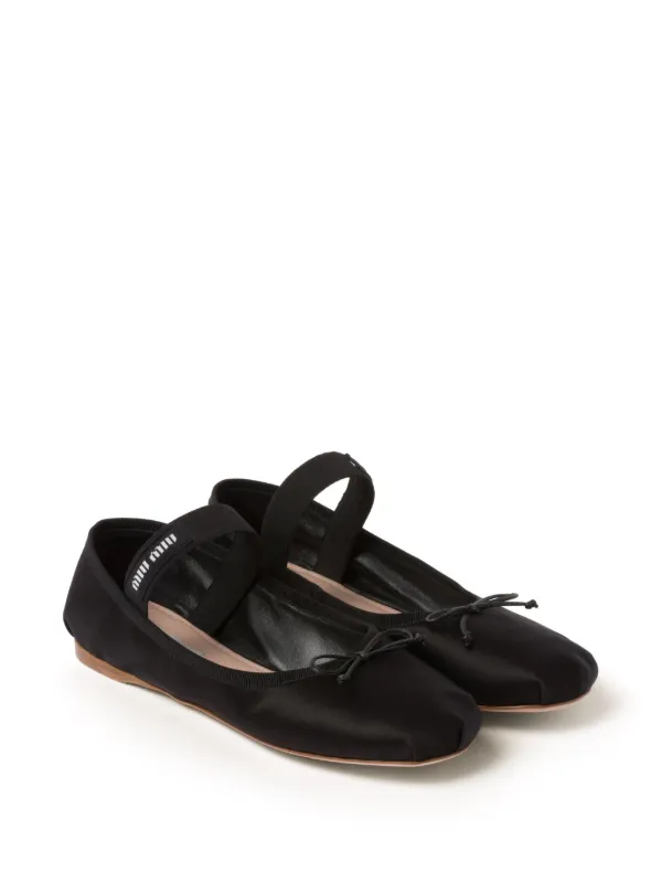 Miu Miu logo strap Ballerina Shoes Black FARFETCH HK