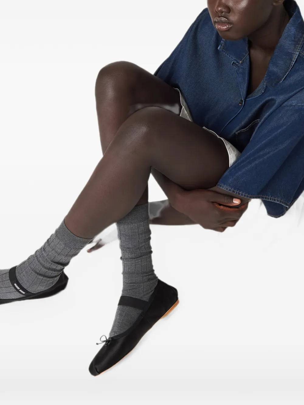 Miu Ballerina's met logoband Zwart