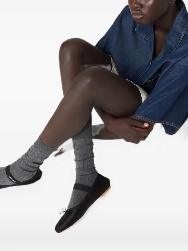 Miu Miu Satin Ballerinas | Black | FARFETCH RO
