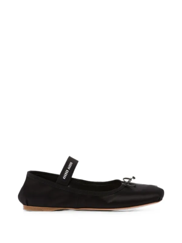 Miu Miu Satin Ballerinas in Black