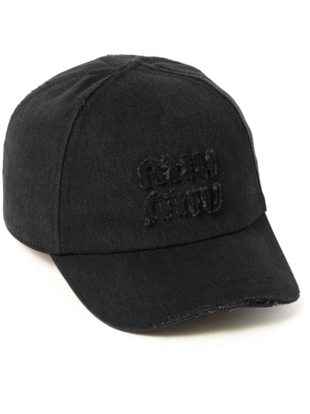 Shop Miu Miu Denim Baseball Cap In Black