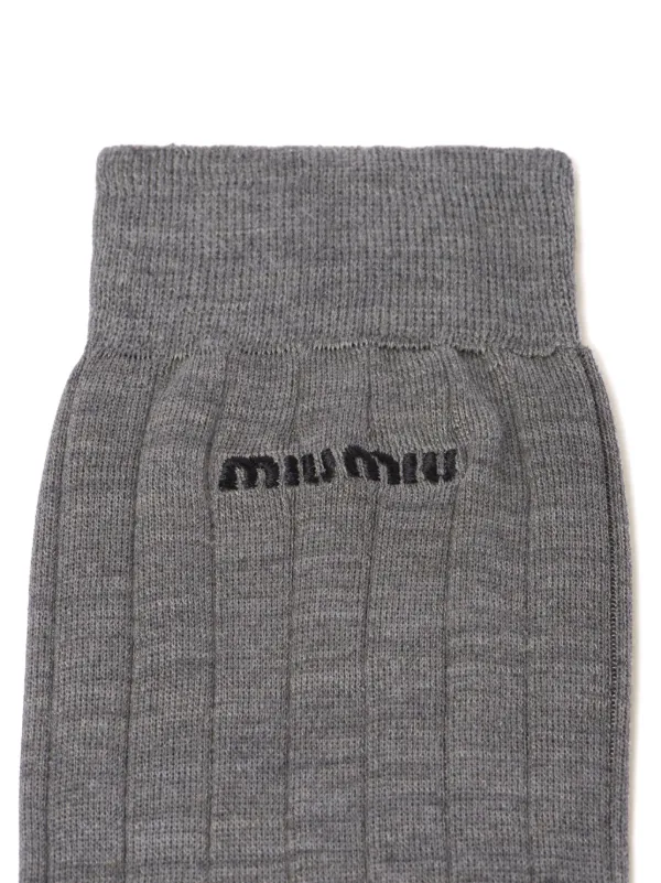 Miu Miu リブ靴下 | グレー | FARFETCH JP