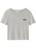 Miu Miu logo-patch T-shirt - Grey