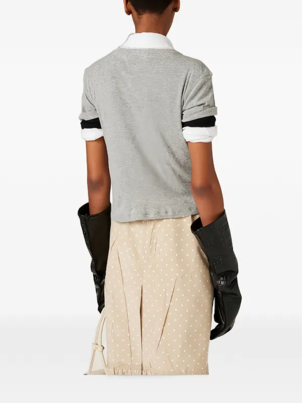 Miu Miu Ribbed Jersey T-shirt | Grey | FARFETCH
