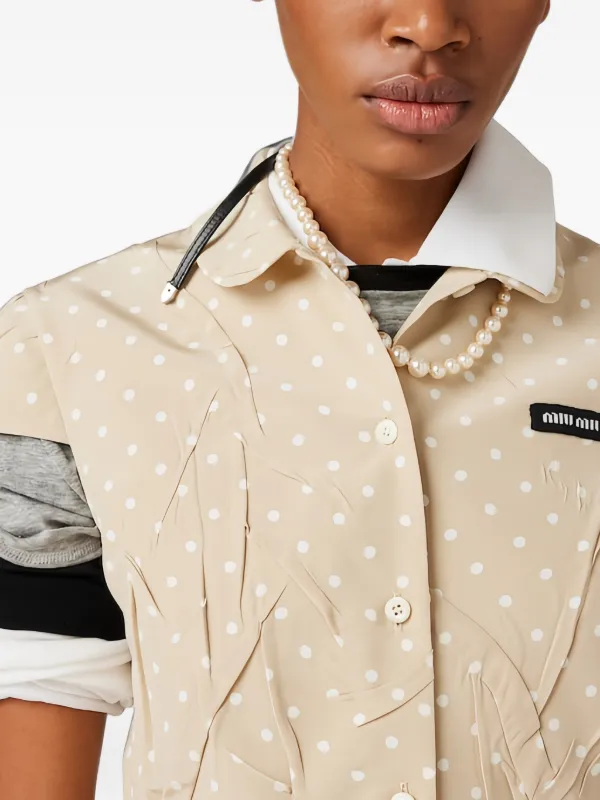 Miu Miu Ribbed Jersey T-shirt | Grey | FARFETCH
