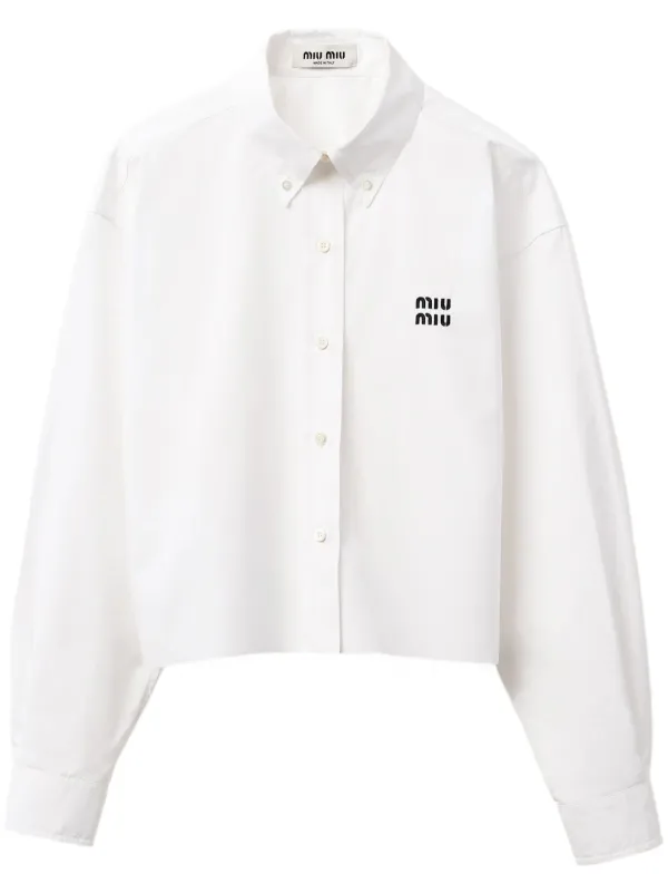 Miu Miu Poplin Shirt | White | FARFETCH NO