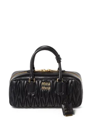 miu miu ブラック ショルダーバッグ Miu Miu Medium Arcadie Leather Tote Bag | Black | FARFETCH