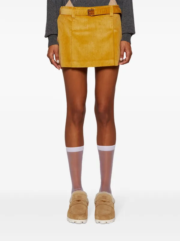 miumiu キュロット Miu Miu Corduroy Straight Skirt | Yellow | FARFETCH