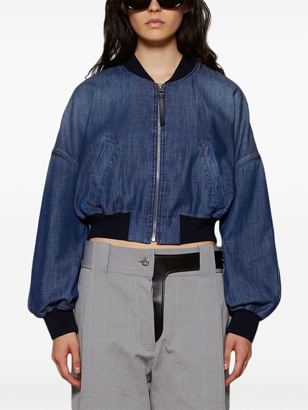 LOEWE washed denim bomber jacket Women