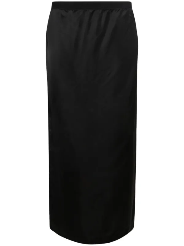WARDROBE.NYC Satin-finish Midi Skirt in Black