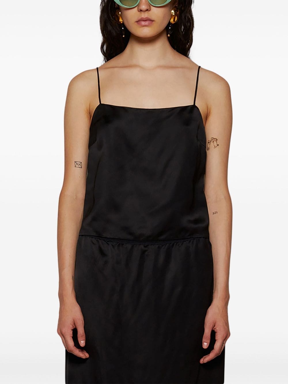 Shop Wardrobe.nyc Sleeveless Satin Top In Black