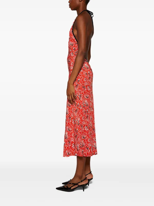 ワンピース MiuMiu FW25 Printed silk dress (MF5972SOOO174J F0009) Miu Miu Marocain Floral Print Silk Dress - Runway Catalog