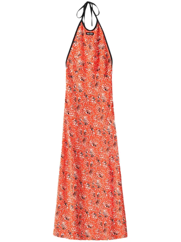 Miu Miu floral-print Maxi Dress | Orange | FARFETCH