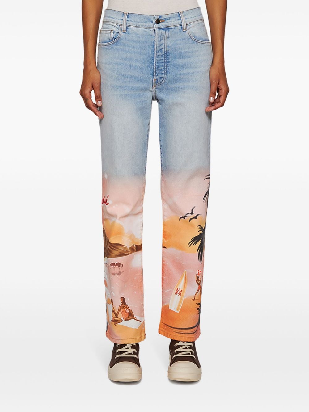 Shop Amiri Resort Club Straight Jeans In Blue