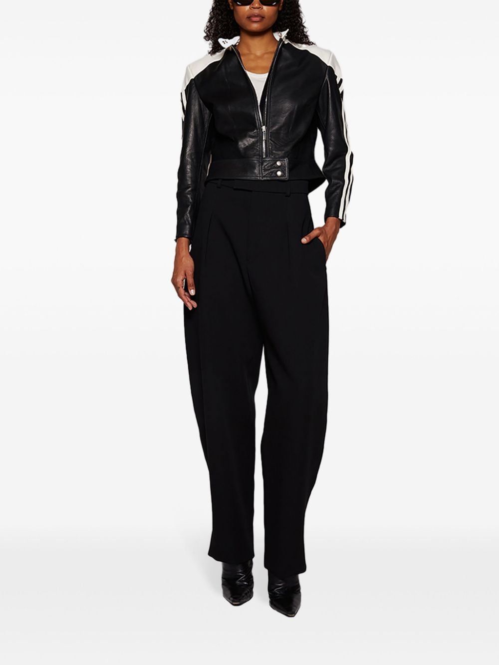 Magda Butrym cropped leather jacket - Zwart