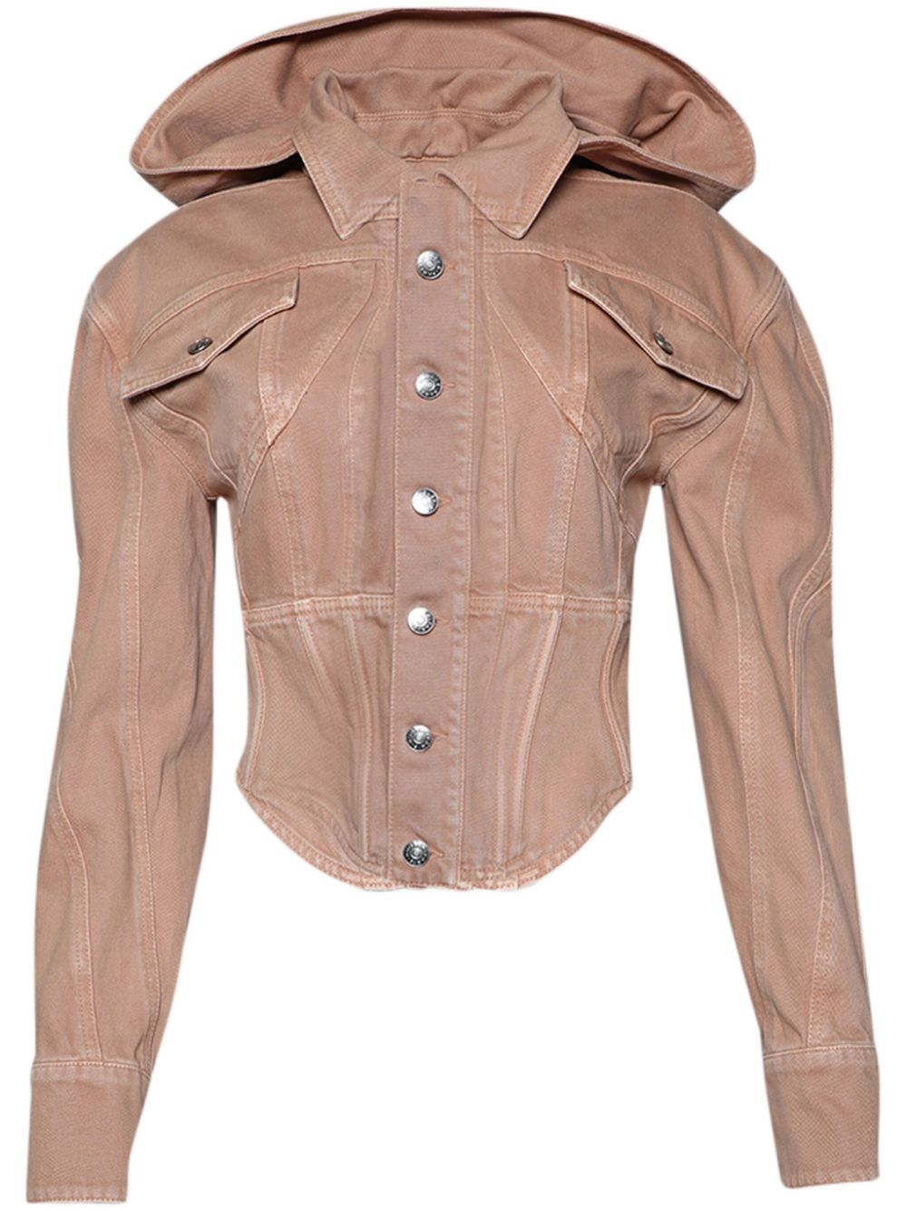 Mugler corseted denim jacket - Brown